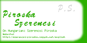 piroska szerencsi business card